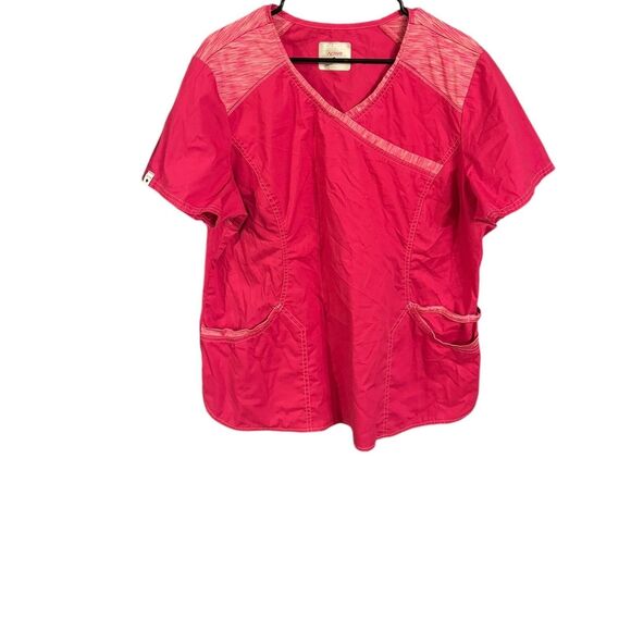 ScubStar Womens Active Pink Size XL Uniform Top Short Sleeve Work medical scrubs - Picture 1 of 6